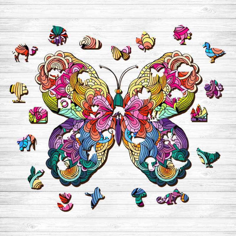 Butterfly Mandala Wooden Jigsaw Puzzle - aimpuzzle
