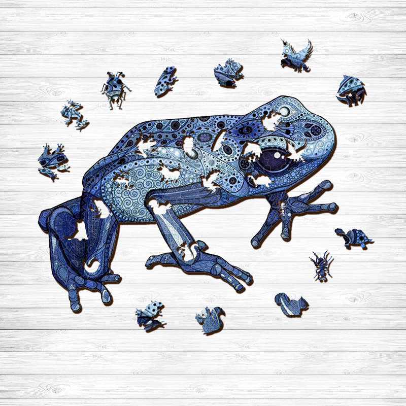 Blue Frog Wooden Jigsaw Puzzle - aimpuzzle