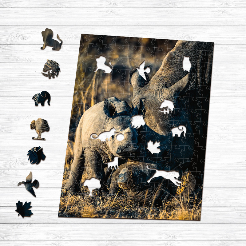 Rhino Wooden Jigsaw Puzzle - aimpuzzle