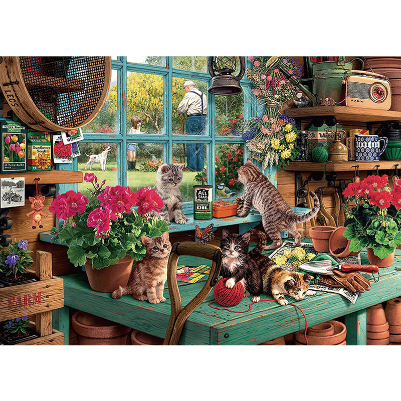 Cat Garden Wooden Jigsaw Puzzle - aimpuzzle