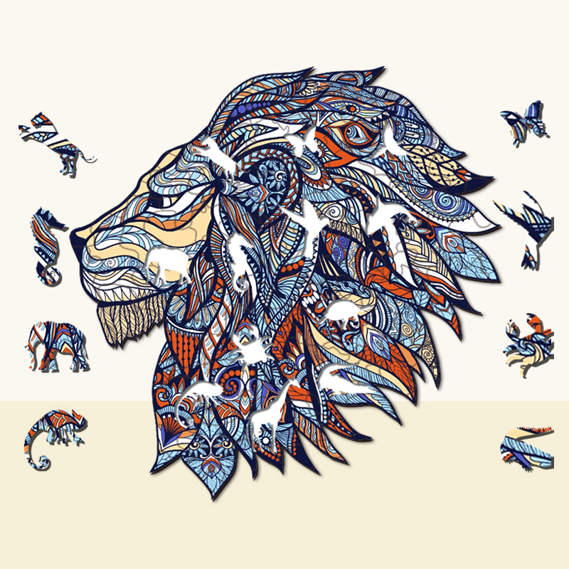 Blue Lion Wooden Jigsaw Puzzle - aimpuzzle