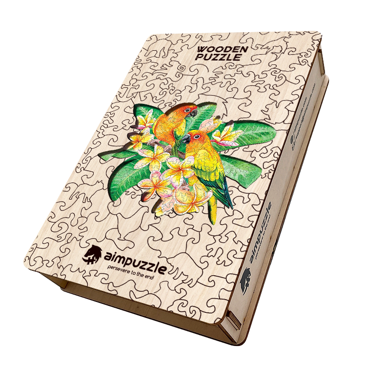 Yellow Couple Parrots Parrot Wooden Jigsaw Puzzle - aimpuzzle