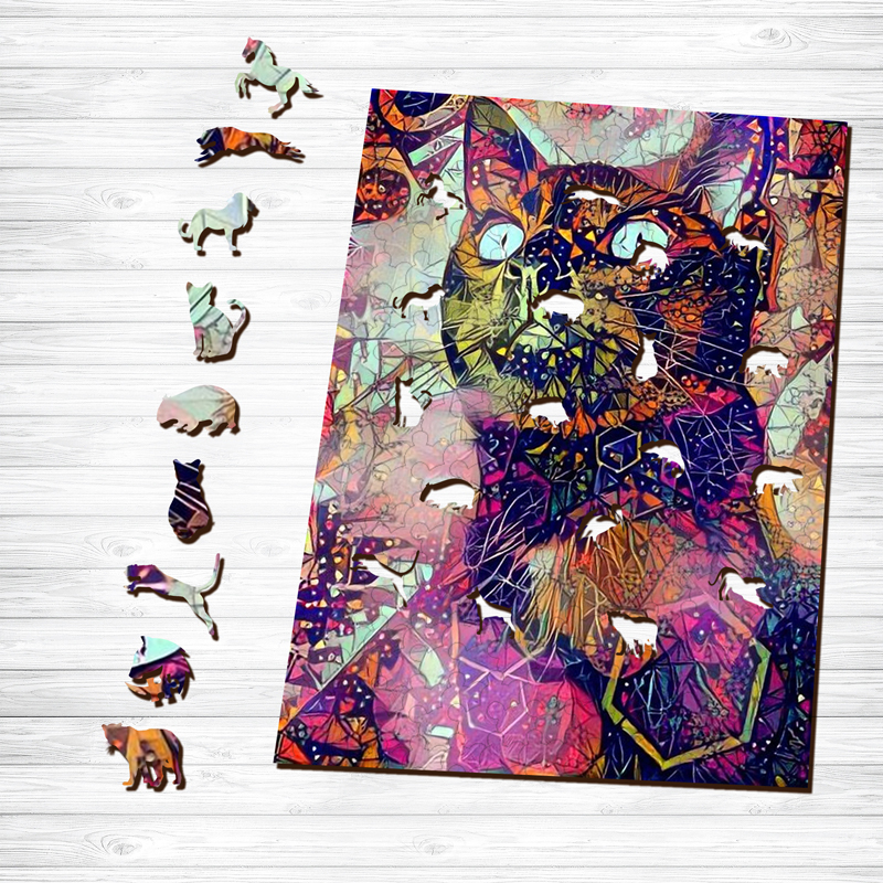 Black Cat Wooden Jigsaw Puzzle - aimpuzzle