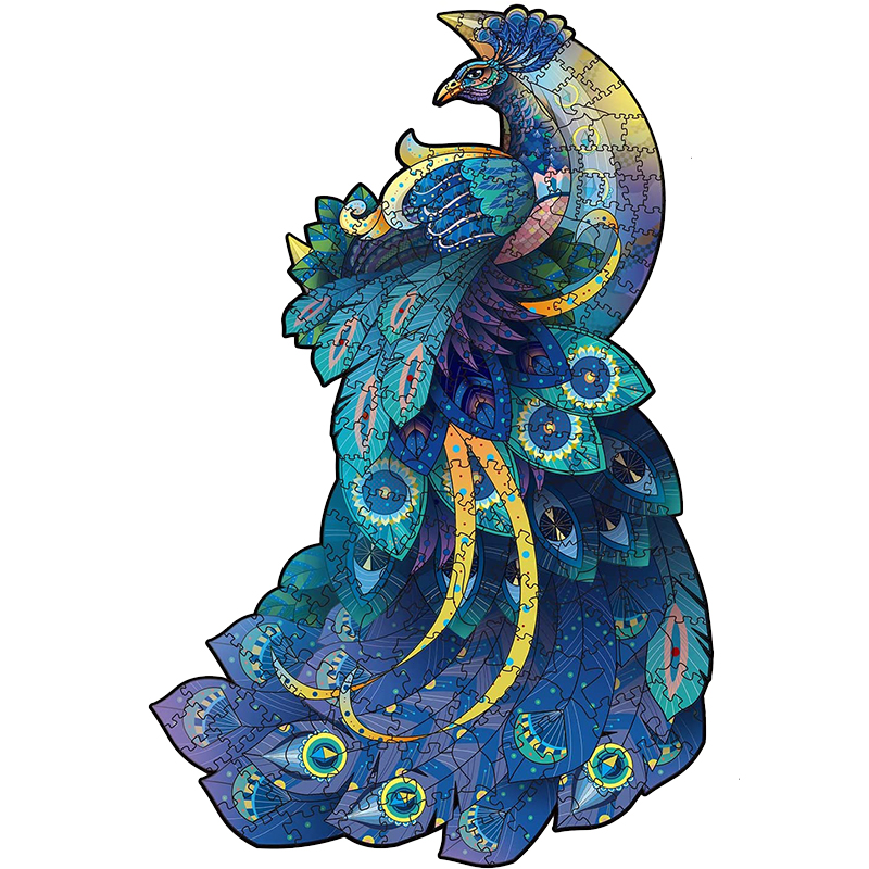 Blue Peacock Wooden Jigsaw Puzzle - aimpuzzle