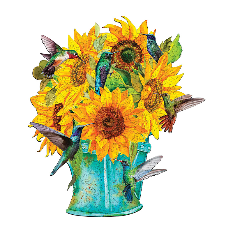 Sunflower Hummingbird Wooden Jigsaw Puzzle - aimpuzzle