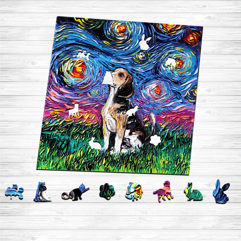 Van Gogh Beagle Dog Wooden Jigsaw Puzzle - aimpuzzle