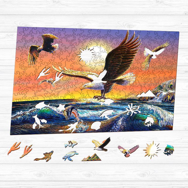Eagles and Sea Wooden Jigsaw Puzzle - aimpuzzle