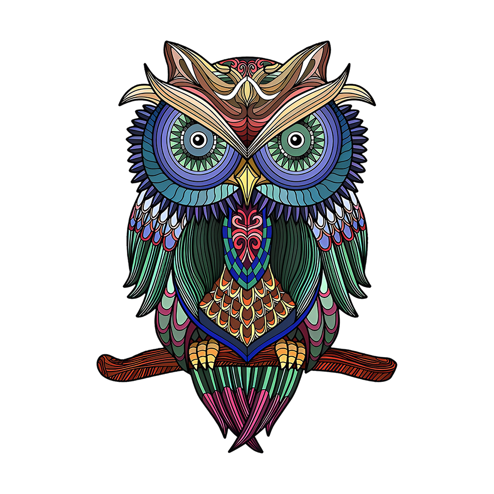 Owl on a branch Wooden Jigsaw Puzzle - aimpuzzle