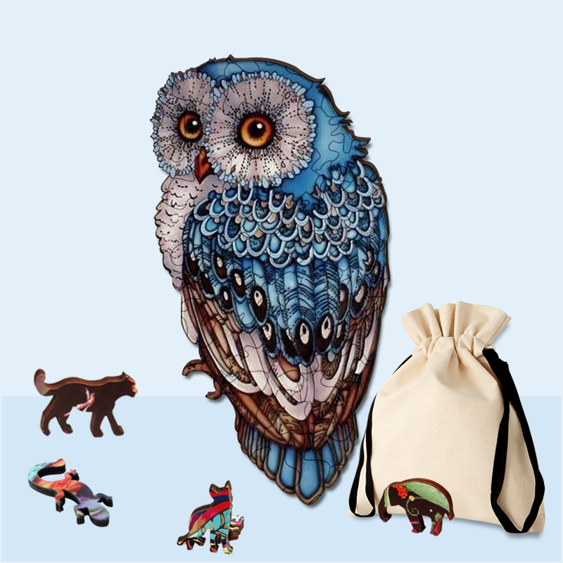 Blue Owl Wooden Jigsaw Puzzle - aimpuzzle
