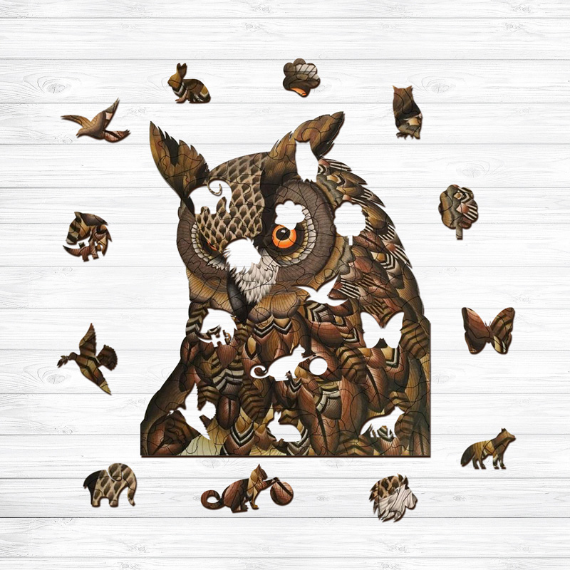 Brown Owl Wooden Jigsaw Puzzle - aimpuzzle