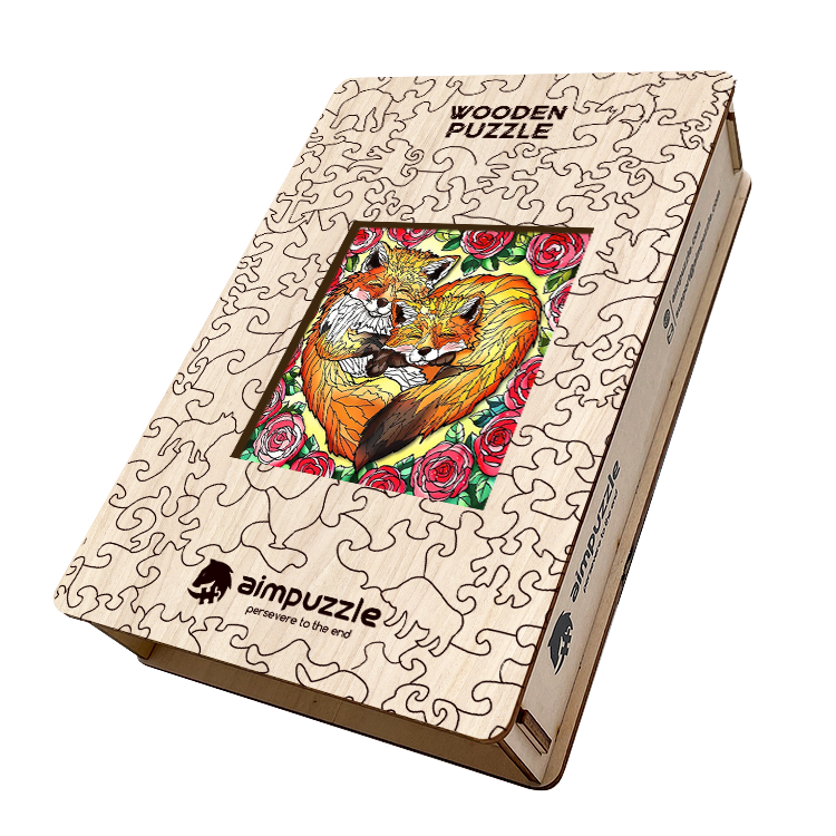 Foxes in Love Wooden Jigsaw Puzzle - aimpuzzle