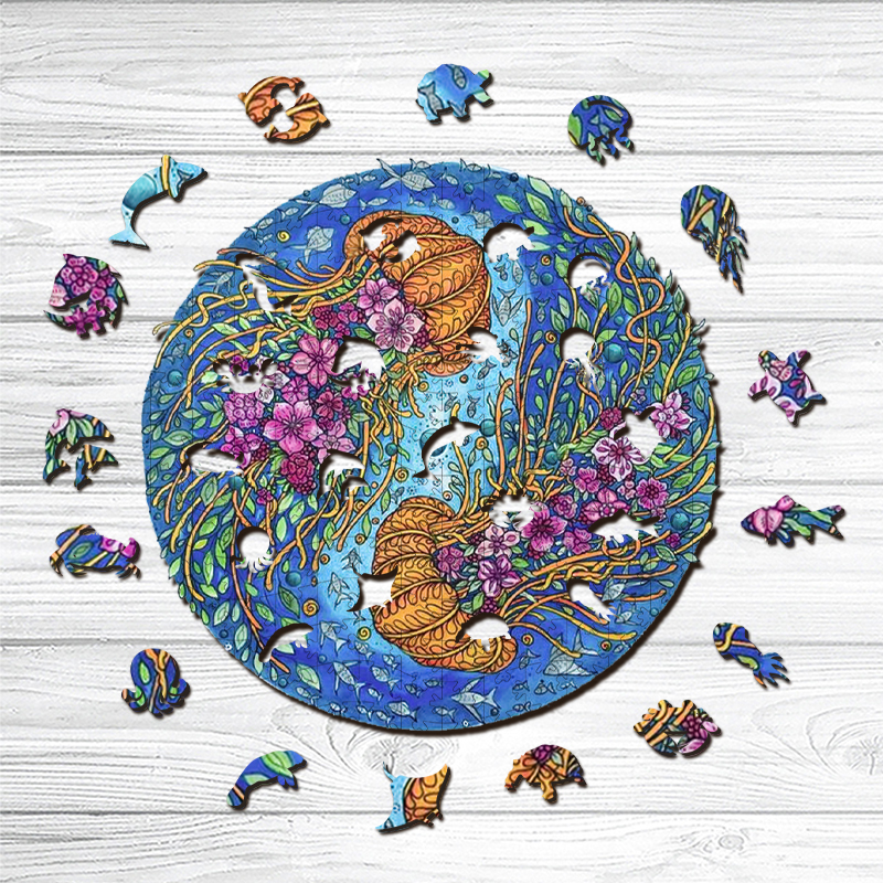 Yin Yang Jellyfish Wooden Jigsaw Puzzle - aimpuzzle
