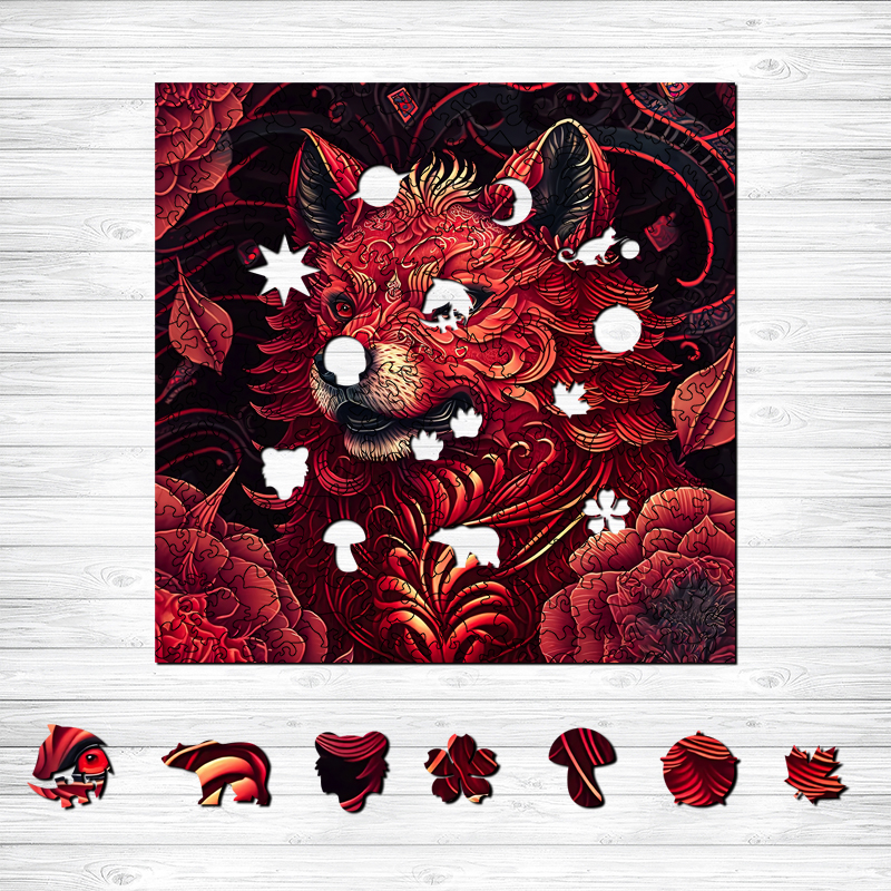 Furious Red Fox Wooden Jigsaw Puzzle - aimpuzzle