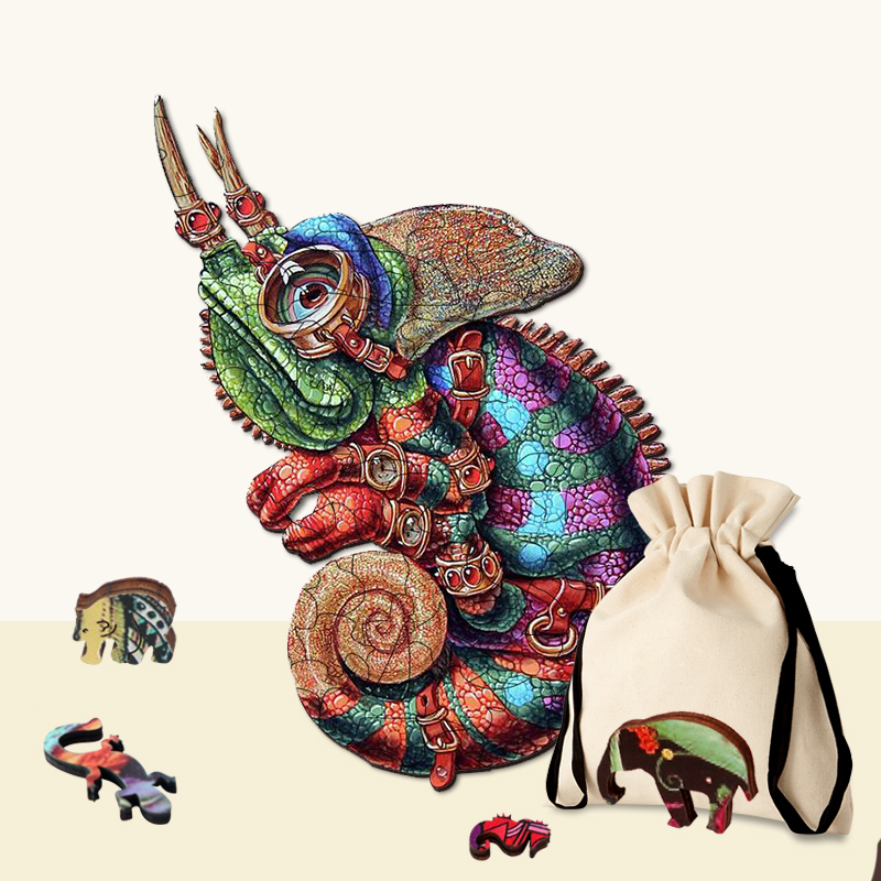Colorful Chameleon Wooden Jigsaw Puzzle - aimpuzzle