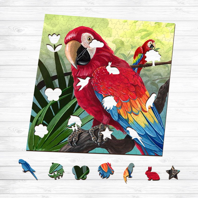 Red Parrot Wooden Jigsaw Puzzle - aimpuzzle