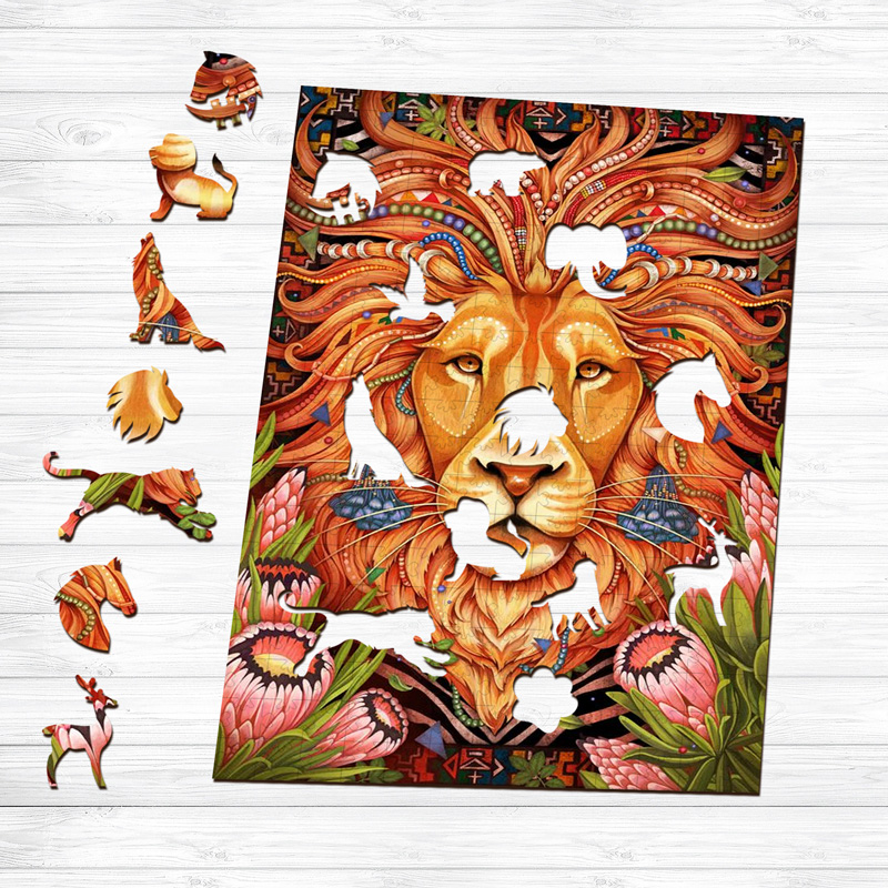 Beautiful Lion Wooden Jigsaw Puzzle - aimpuzzle