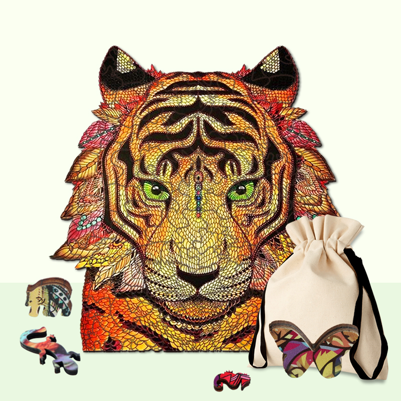 Green Eye Tiger Wooden Jigsaw Puzzle - aimpuzzle