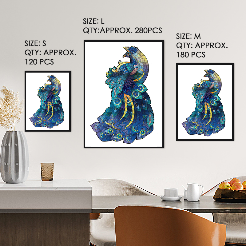 Blue Peacock Wooden Jigsaw Puzzle - aimpuzzle