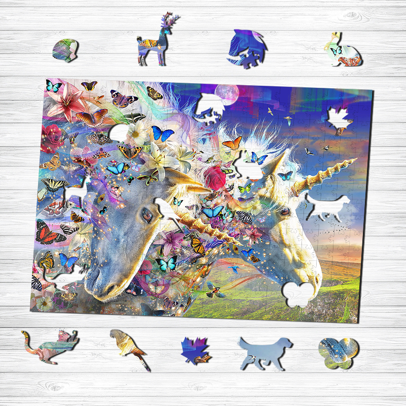 Unicorns and Butterflies Wooden Jigsaw Puzzle - aimpuzzle
