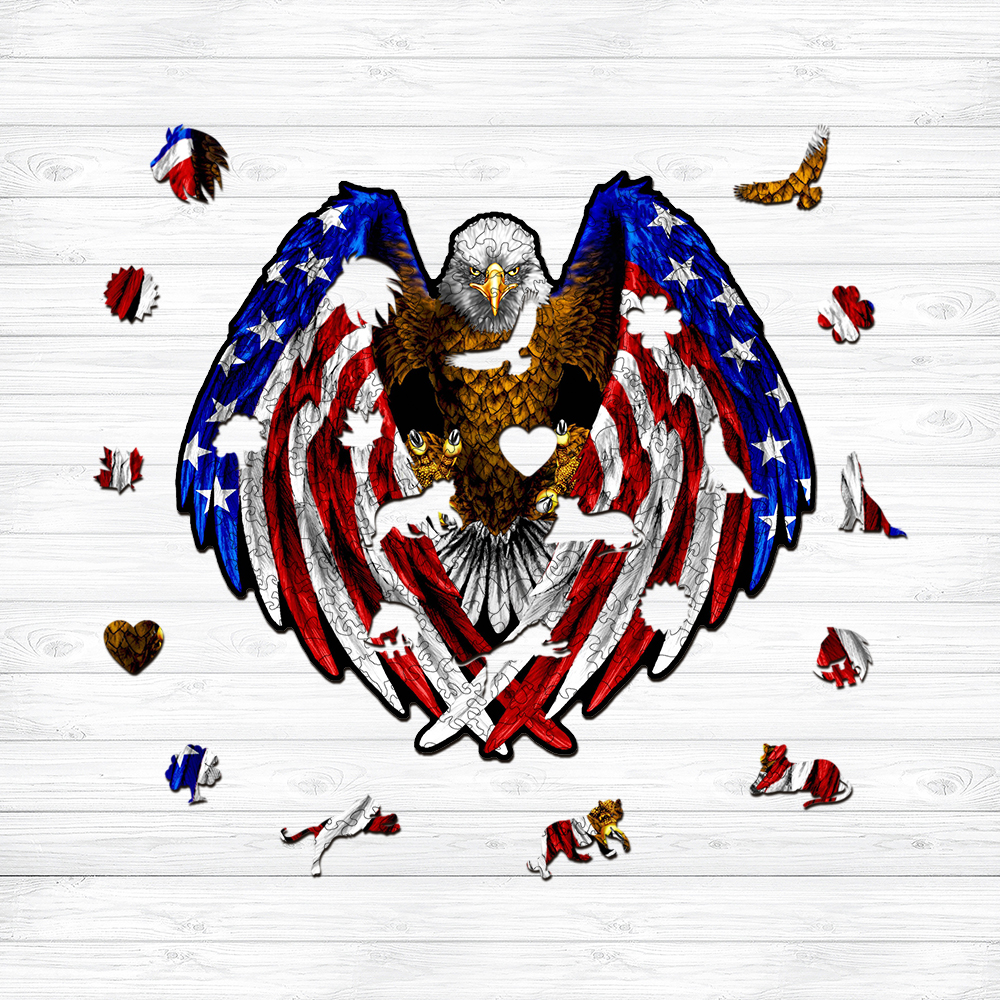 American Flag Eagle Wooden Jigsaw Puzzle - aimpuzzle