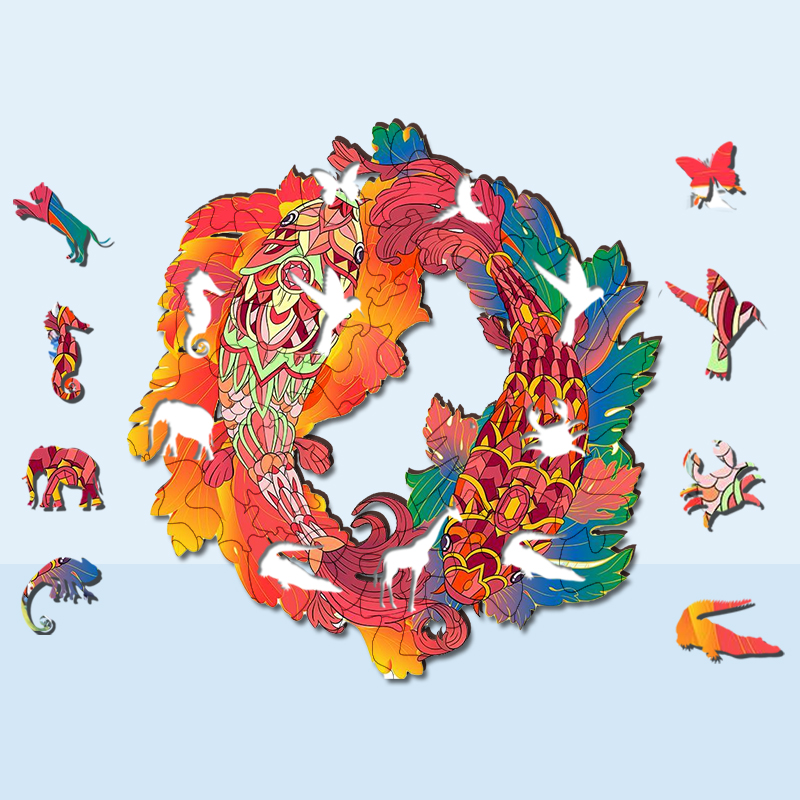 Koi Fish Yin Yang Wooden Jigsaw Puzzle - aimpuzzle