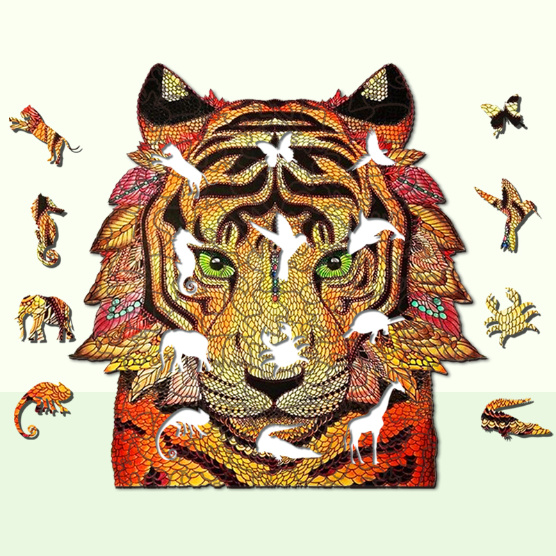Green Eye Tiger Wooden Jigsaw Puzzle - aimpuzzle