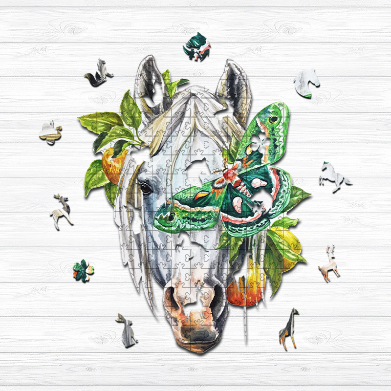 White Horse Wooden Jigsaw Puzzle - aimpuzzle