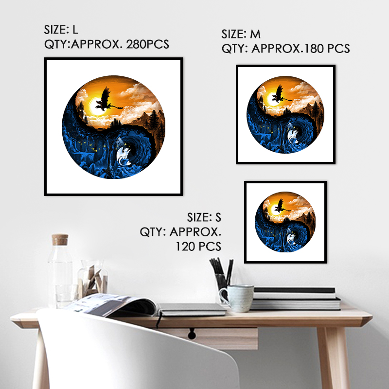 Yin Yang Toothless and Light Fury Wooden Jigsaw Puzzle - aimpuzzle