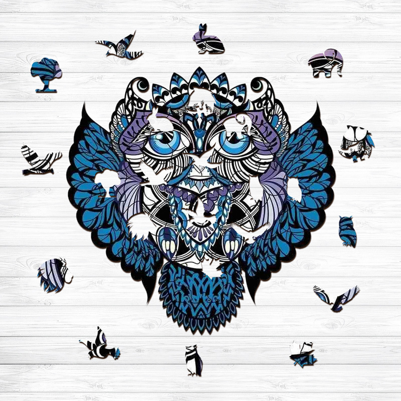Blue Owl Wooden Jigsaw Puzzle - aimpuzzle