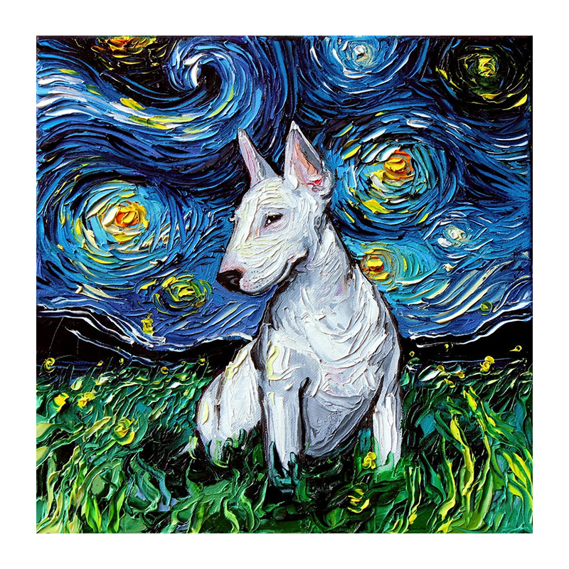 Starry Night Bull Terrier Wooden Jigsaw Puzzle - aimpuzzle