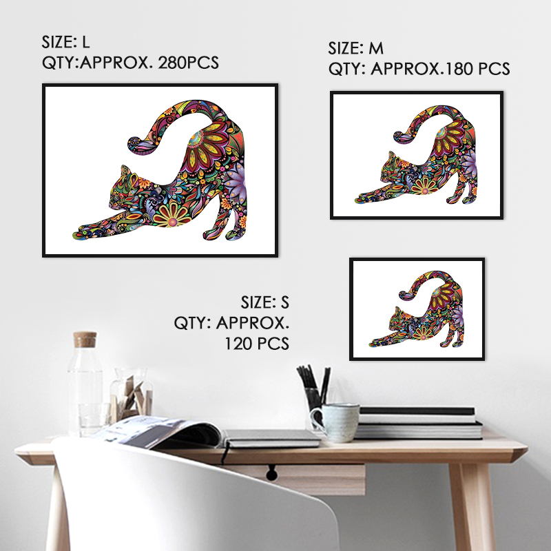 Stretching Cat Wooden Jigsaw Puzzle - aimpuzzle