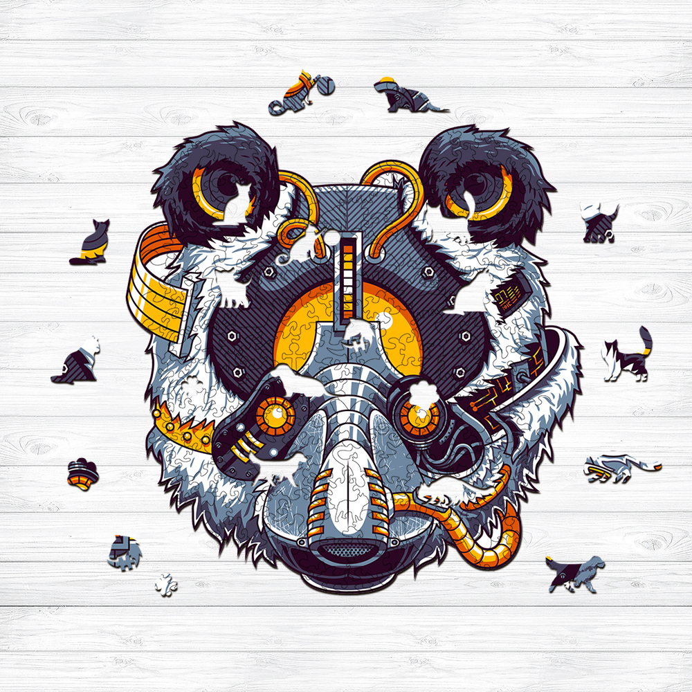 Machine Style Panda Wooden Jigsaw Puzzle - aimpuzzle