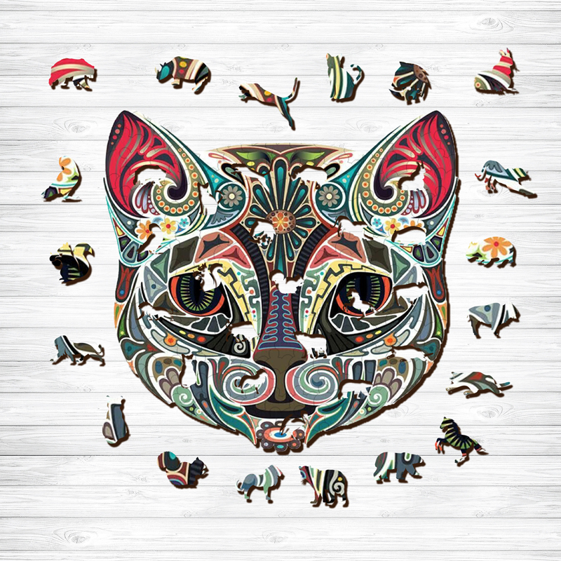 Colorful Cat Wooden Jigsaw Puzzle - aimpuzzle