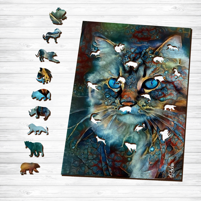 Blue-eyed Cat Wooden Jigsaw Puzzle - aimpuzzle