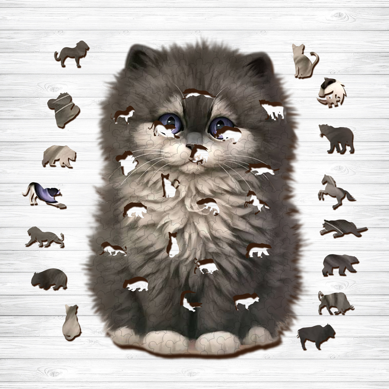 Grey Kitten Wooden Jigsaw Puzzle - aimpuzzle