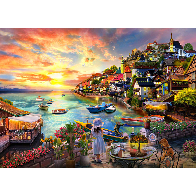 Italian Seaside Town Wooden Jigsaw Puzzle - aimpuzzle