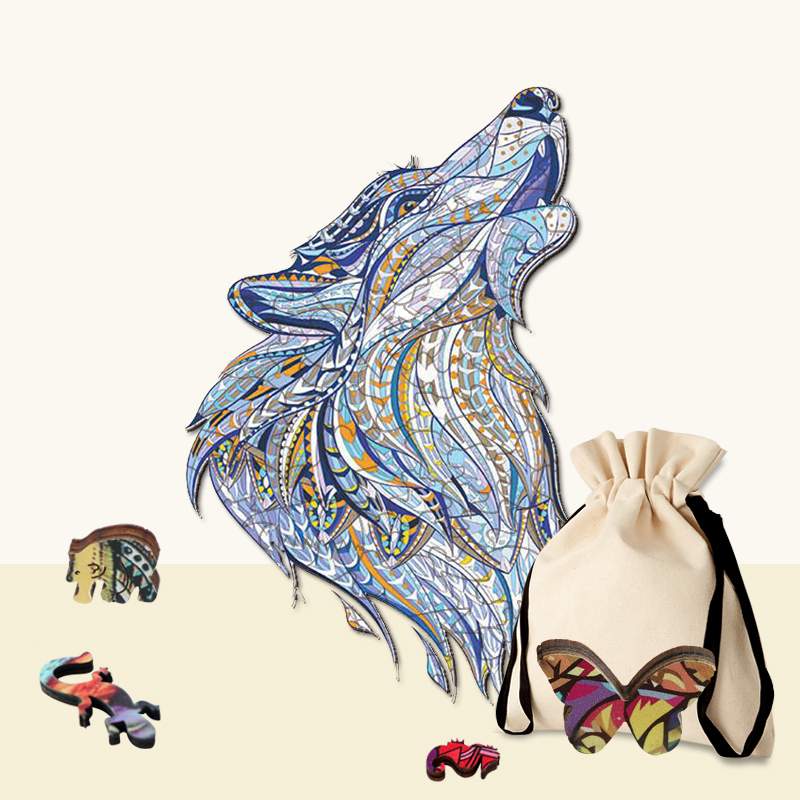 Blue Wolf Wooden Jigsaw Puzzle - aimpuzzle