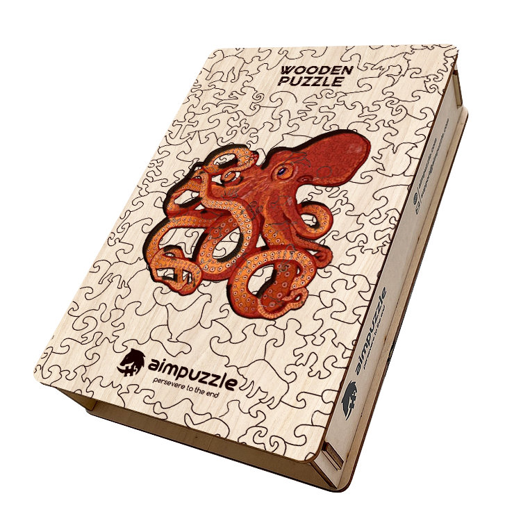 Red Octopus Wooden Jigsaw Puzzle - aimpuzzle