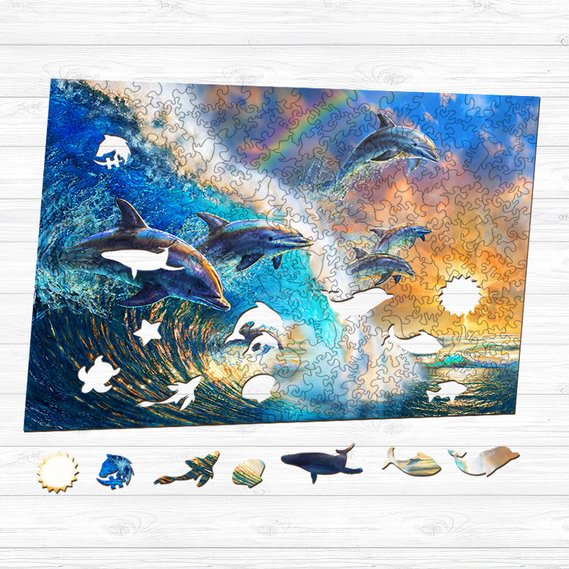Jumping Dolphin Wooden Jigsaw Puzzle - aimpuzzle