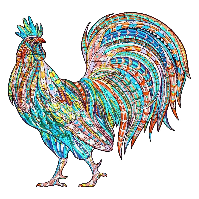 Blue Rooster Wooden Jigsaw Puzzle - aimpuzzle