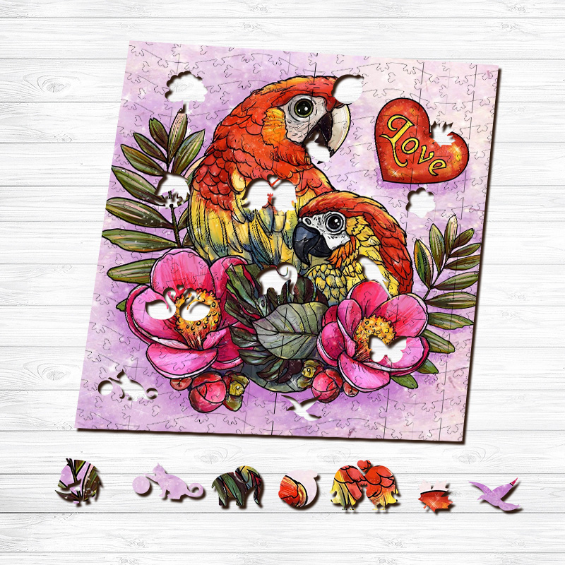Love Parrot Wooden Jigsaw Puzzle - aimpuzzle