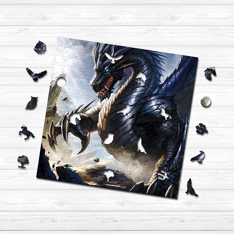 Black Dragon Wooden Jigsaw Puzzle - aimpuzzle