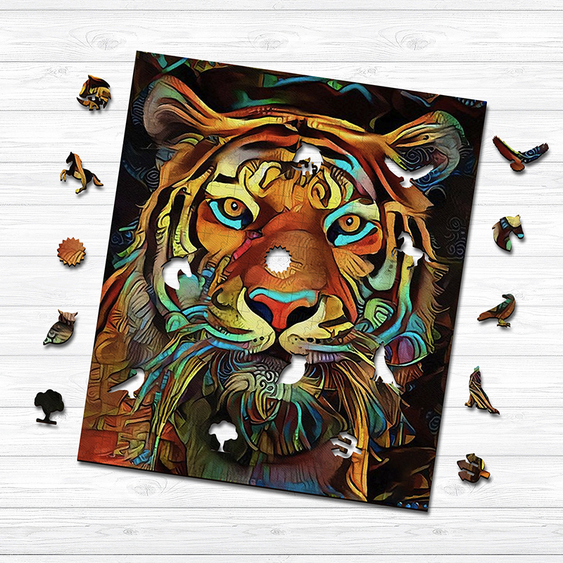 Color tiger Wooden Jigsaw Puzzle - aimpuzzle