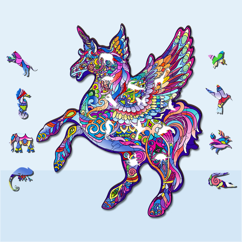 Leaping Unicorn Wooden Jigsaw Puzzle - aimpuzzle