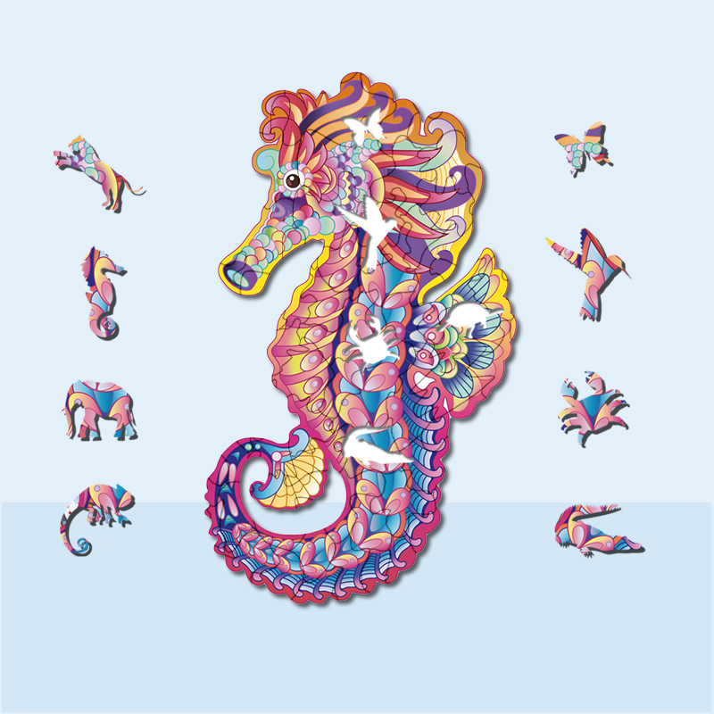 Colorful Seahorse Wooden Jigsaw Puzzle - aimpuzzle