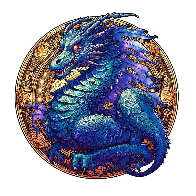 Blue Dragon Wooden Jigsaw Puzzle - aimpuzzle