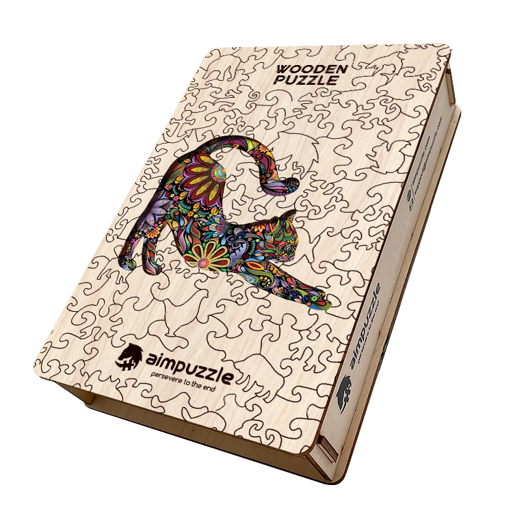 Stretching Cat Wooden Jigsaw Puzzle - aimpuzzle