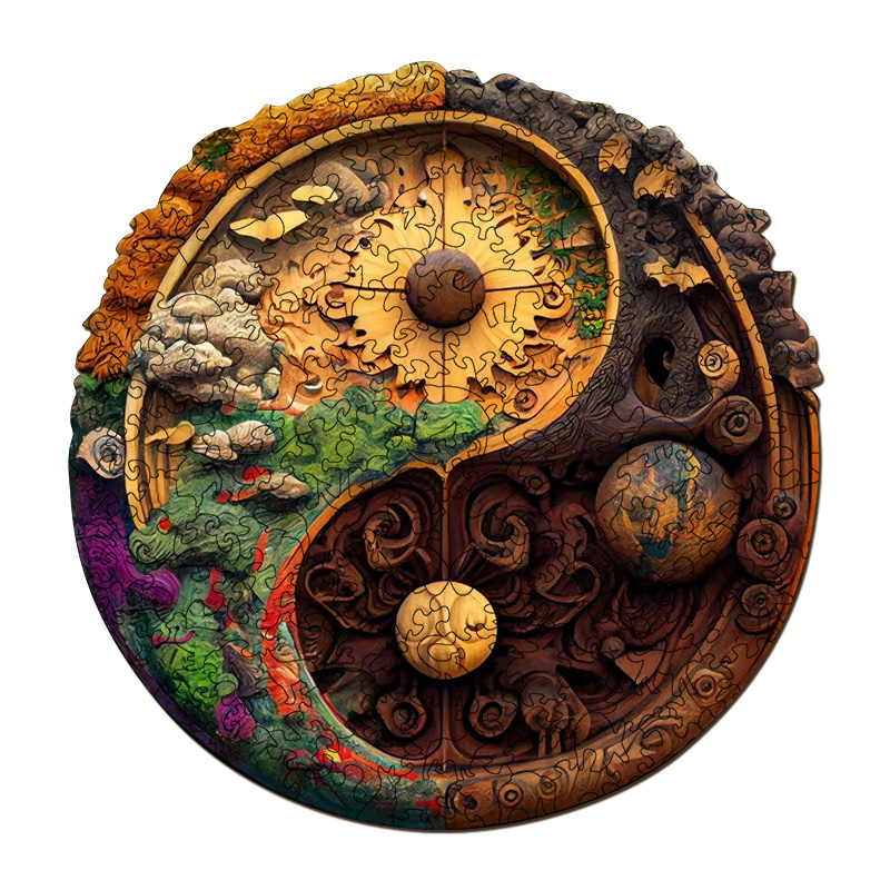 Taiji Yin Yang Mandala Wooden Jigsaw Puzzle - aimpuzzle