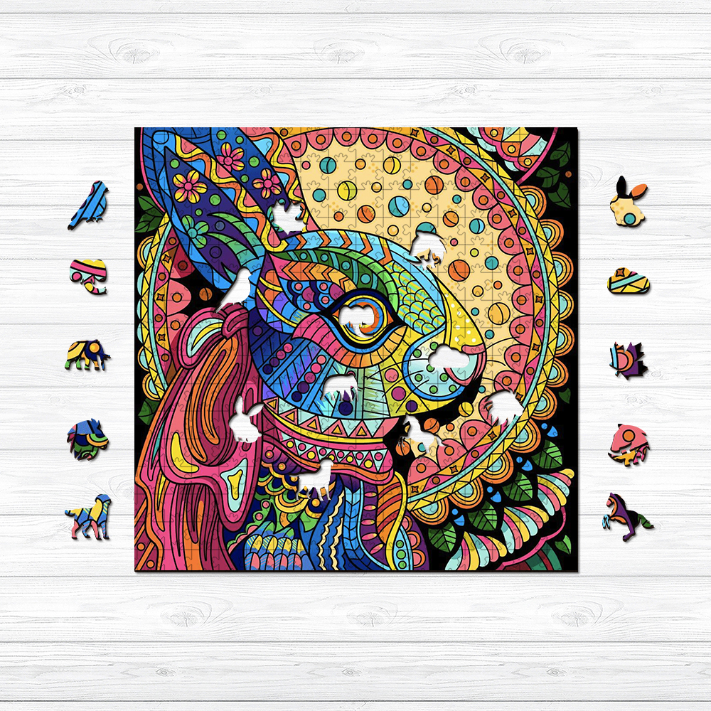 Colorful Rabbit Wooden Jigsaw Puzzle - aimpuzzle