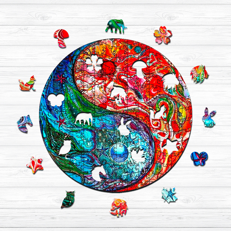Yin Yang Water and Fire Wooden Jigsaw Puzzle - aimpuzzle